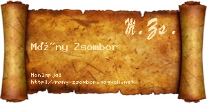 Mány Zsombor névjegykártya